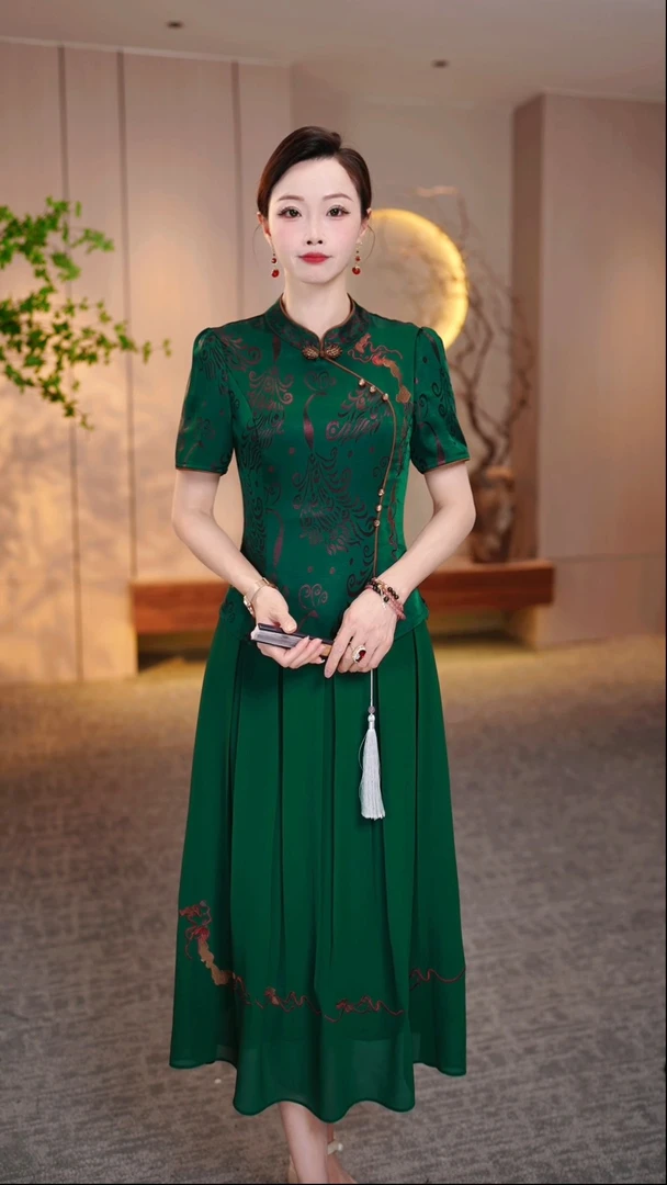 母亲节礼物2025夏季新款气质显瘦大码中长款妈妈装连衣裙ZRF25057