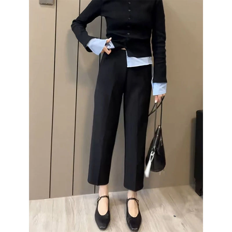 2025秋季新爆款大码高腰直筒休闲裤女时尚洋气舒适简约显瘦九分裤