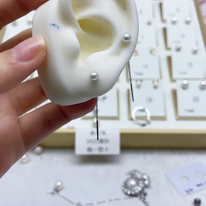 淡水珍珠耳饰银S925镶嵌大***?