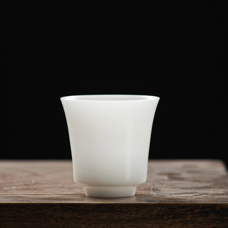 德化白瓷冰种玉瓷茶杯羊脂玉白瓷功夫茶主人杯茶碗陶瓷铃铛品茗杯