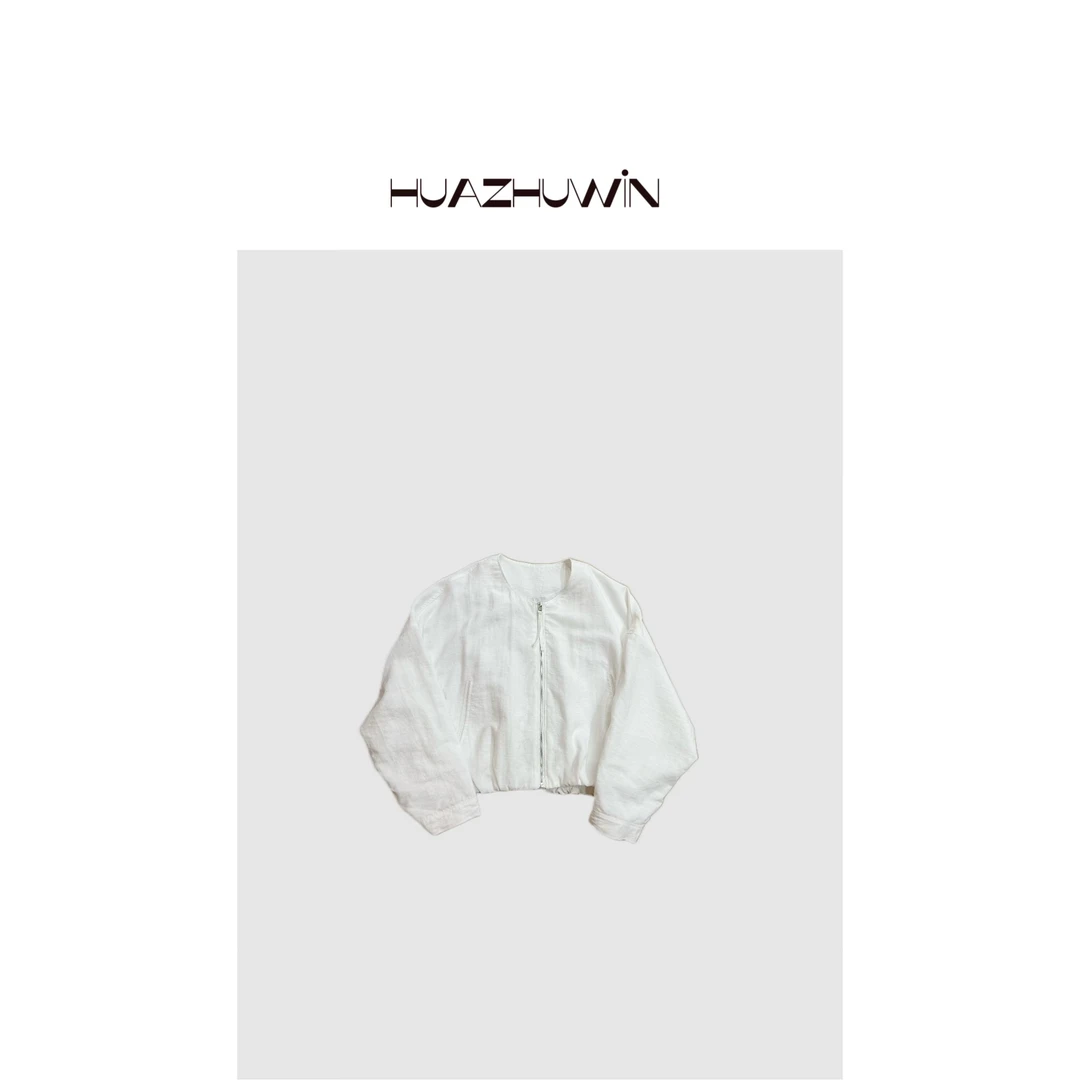 HZ-私服款清爽白色棒球外套