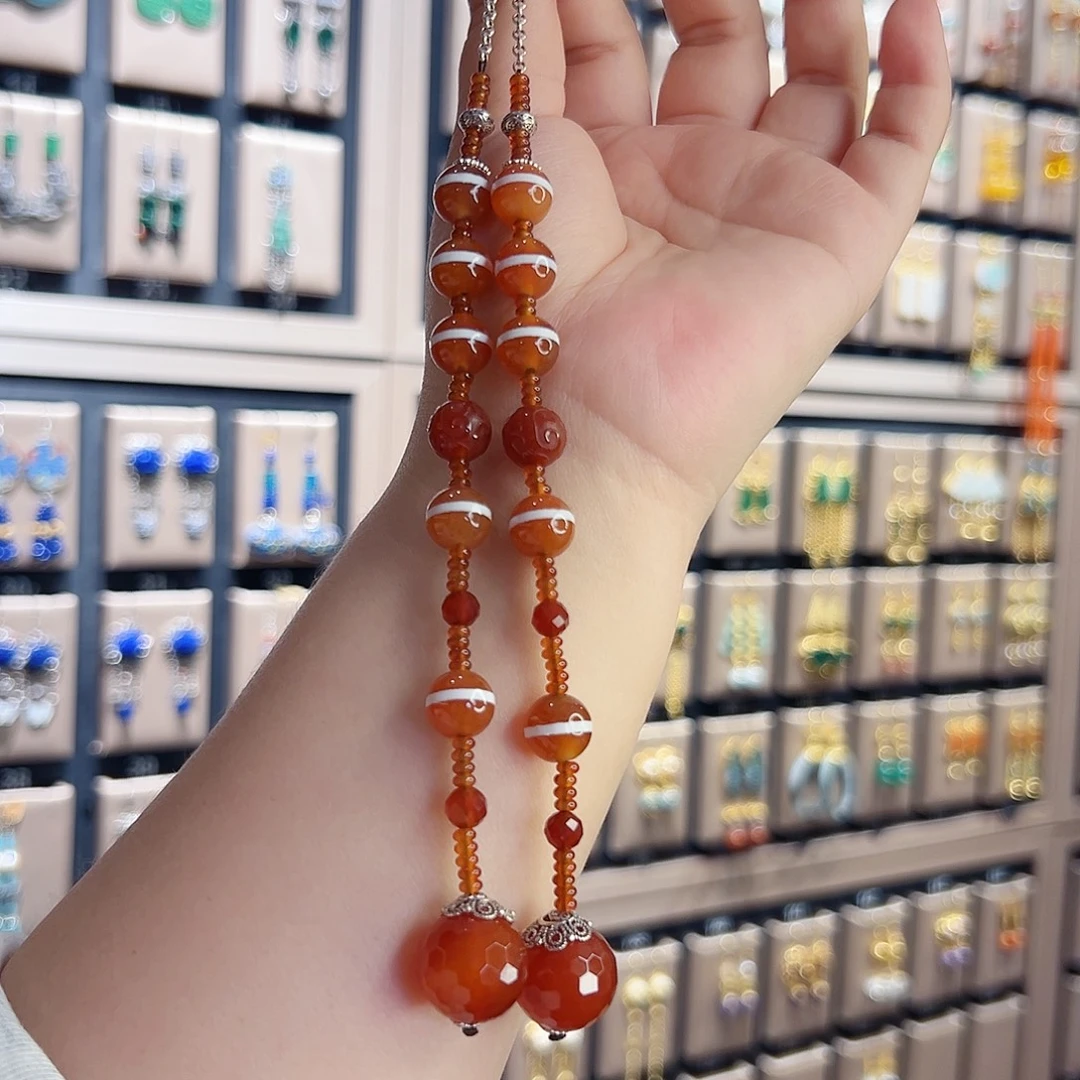 玛瑙未镶嵌挂件耳环