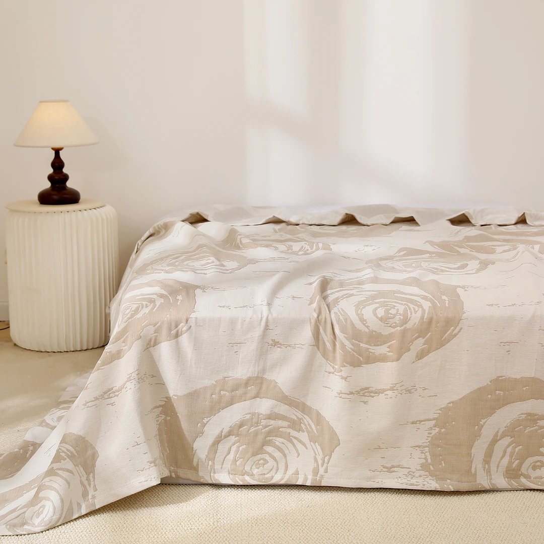 【加大床盖-罗薇】双人加大提花 轻奢 国风四季通用盖毯床盖