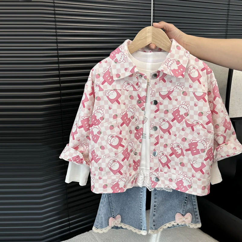 儿童春秋纯棉新款外套男童女童时尚洋气休闲时尚印花卡通外穿宝宝