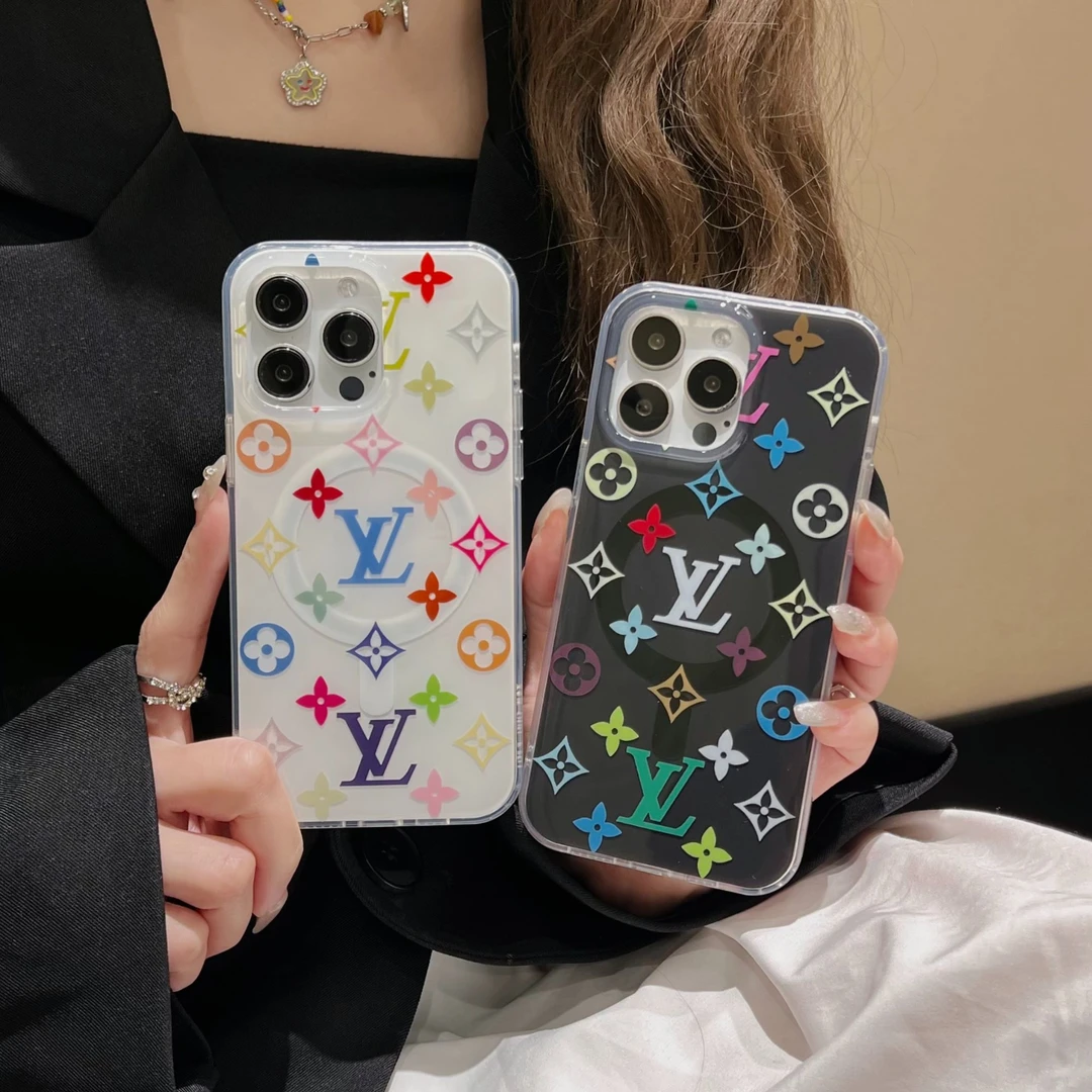 彩色彩花磁吸适用苹果16promax手机壳iPhone15高级感14网红女款13