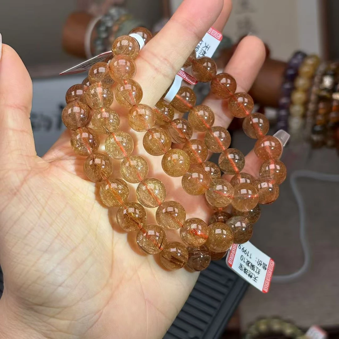 【玖笙】天然红铜发晶手串多尺寸 多样性发其一