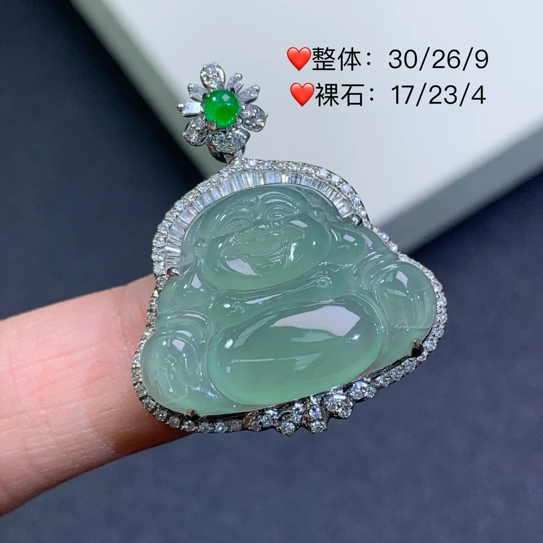 新品推荐·18K金冰种晴绿佛公翡翠玉石缅A吊坠轻奢气质
