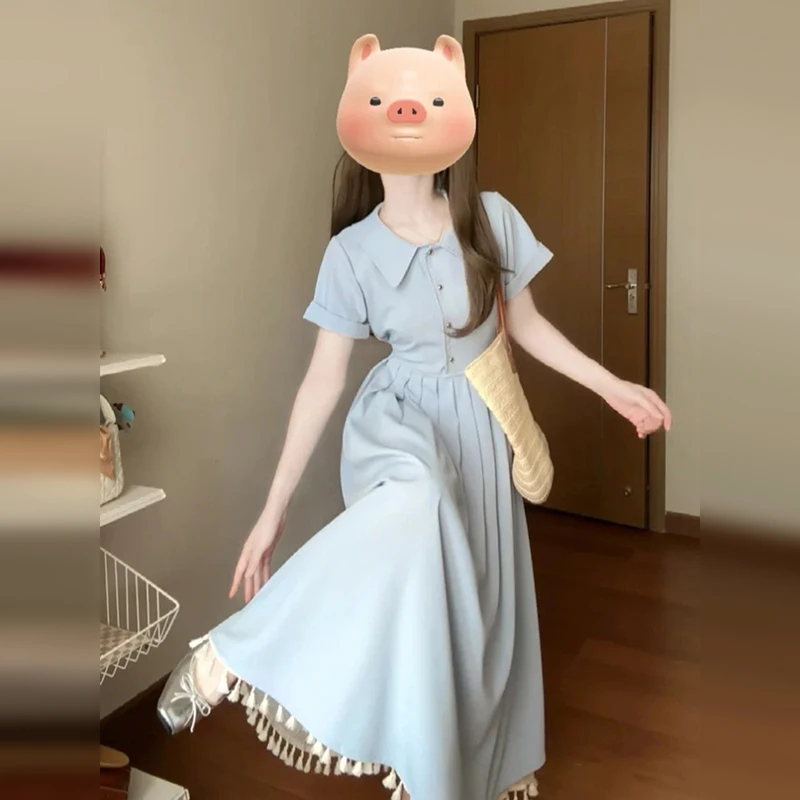 4047洋气上档次连衣裙女夏季2025新款法式网红小众高级感女装长裙