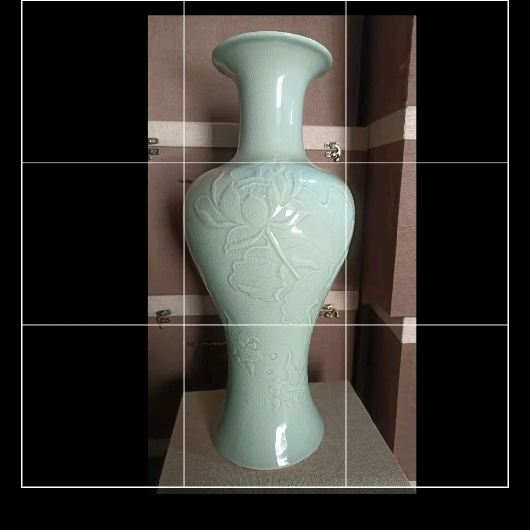 50公分高,天青荷花瓶,实物高端大气,全品