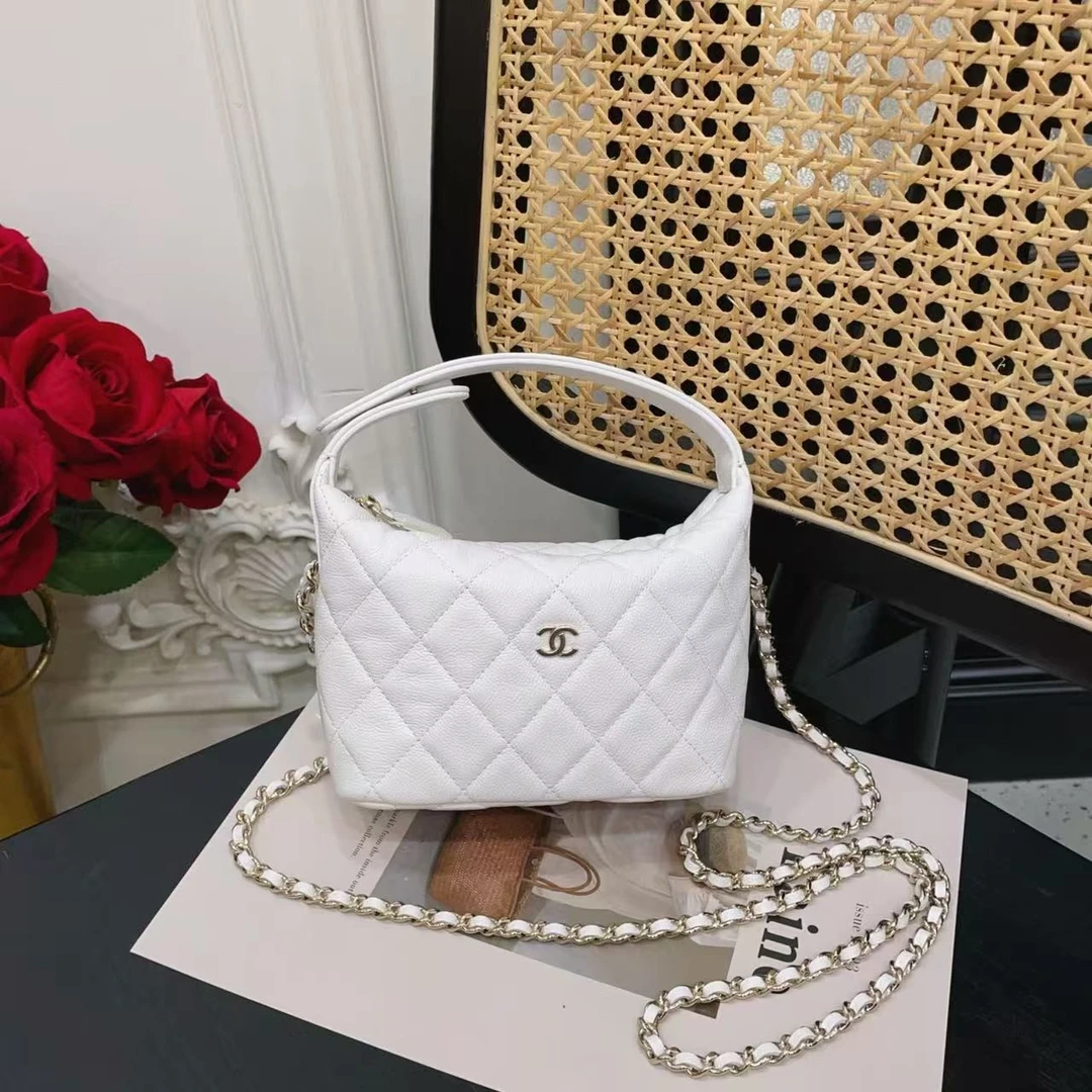95新 Chanel/香奈儿 好好25c饭盒包白色金芯片款96785999