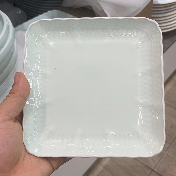 6寸影青正方盘陶瓷的