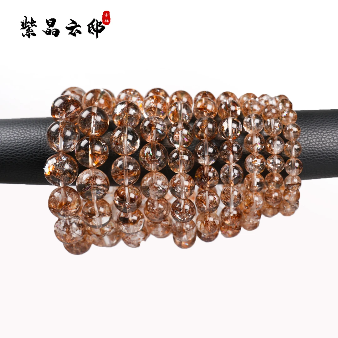 W6 有瑕 黑金锦鲤金箔胶花闪灵手串 多样性发其一