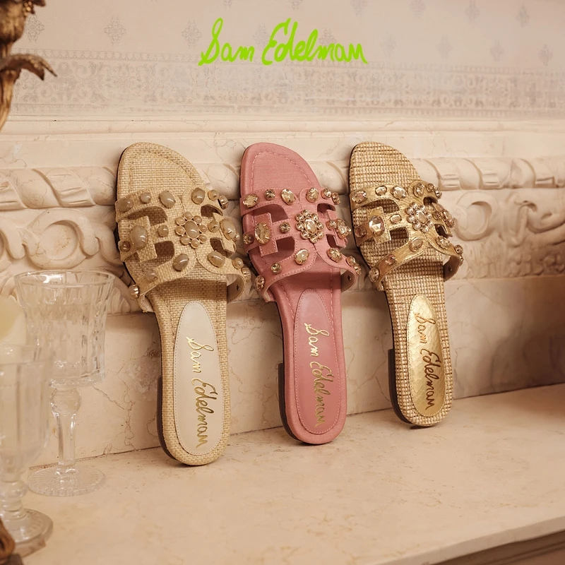 虞书欣同款SAM EDELMAN山姆爱德曼钻石贝2025春水钻一字拖BAY RAY