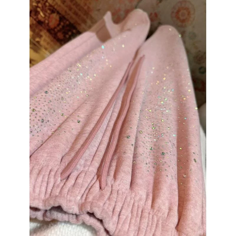 【崔】繁星漫步 K0038 烫钻直筒裤高腰垂感显瘦直筒长裤秋冬款