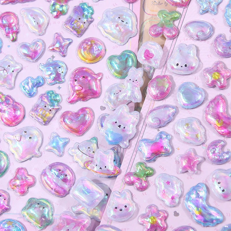 小动物图案立体浮雕贴纸卡通彩色DIY装饰手机壳贴画儿童手账素材