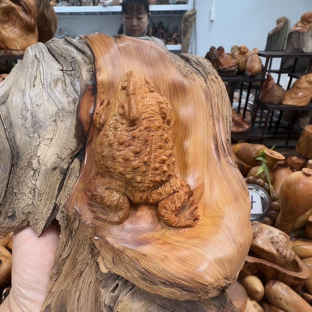 柏木（崖柏）太行崖柏陈化老茬头金蟾摆件