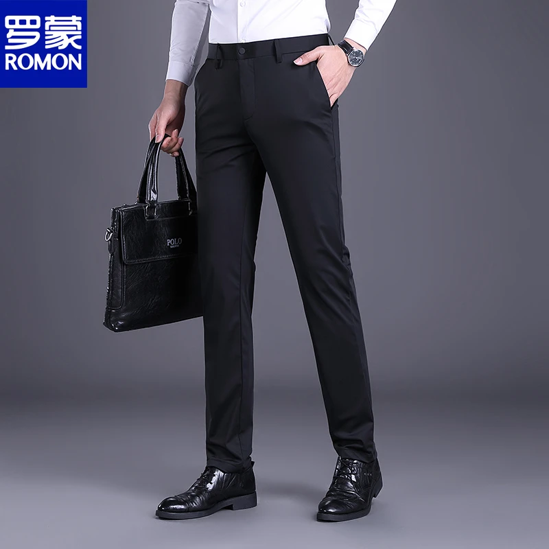 罗蒙休闲裤男士爆款2025新款直筒修身秋季款垂感弹力西装裤子