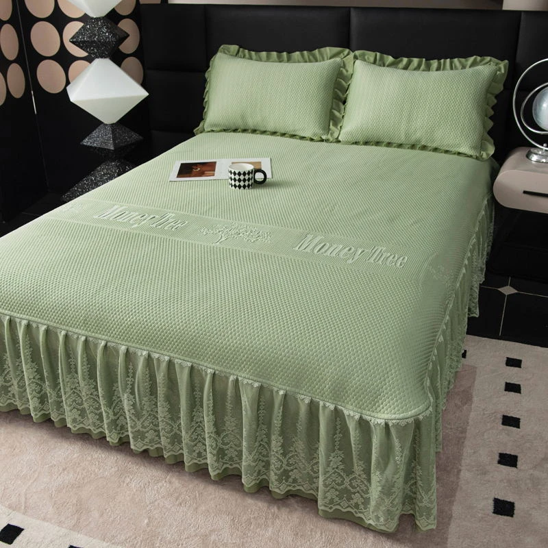 高分子复合【发财树蕾丝款】特厚8斤 全凉感PE 高端凉席三件套