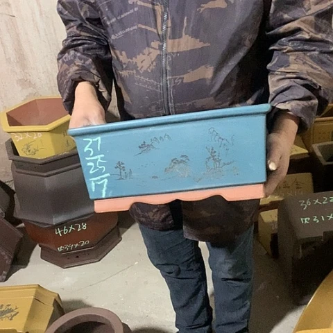 紫砂花盆手工制作