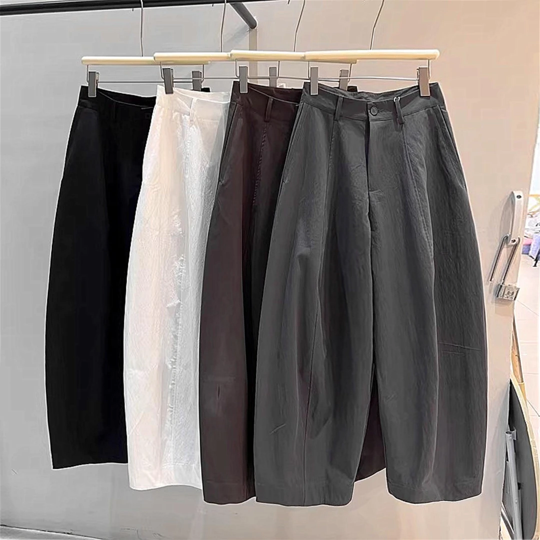 韩国高级感设计宽松休闲弯刀裤女2025秋新款高腰遮肉阔腿显瘦长裤