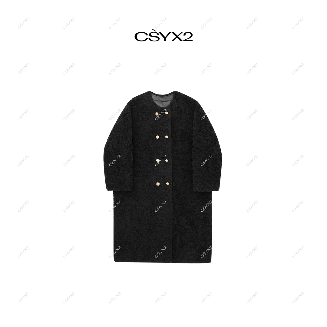 CsyX2-2025S/S早秋新款“燕麦奶茶”100羊毛长款双排扣大衣CA4DP0