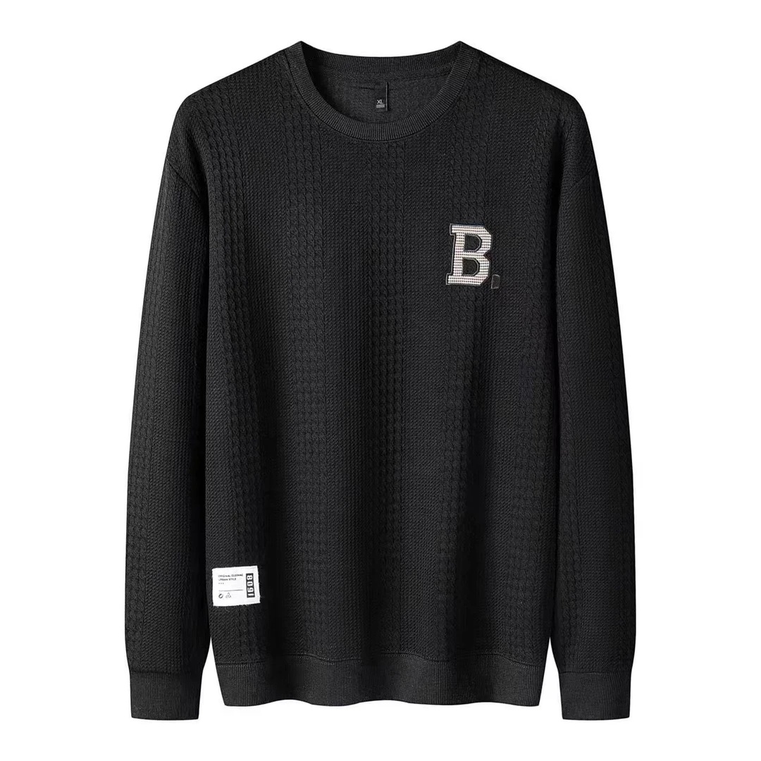 6601款春秋麦穗纹路字母刺绣款卫衣长袖时尚