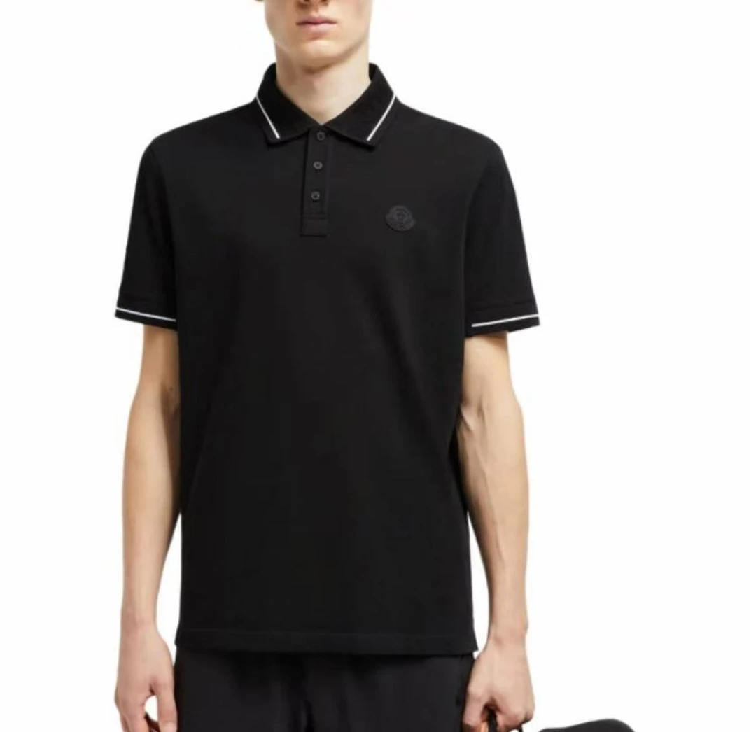 全新未使用 MONCLER 徽章条纹边饰短袖POLO衫  8A00008