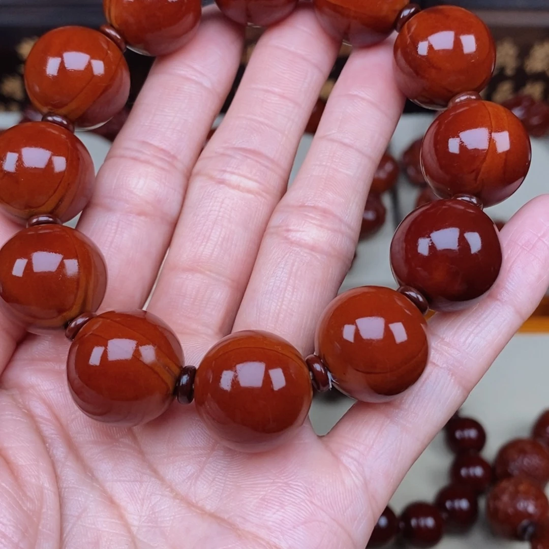 橄榄核手串老*光珠，