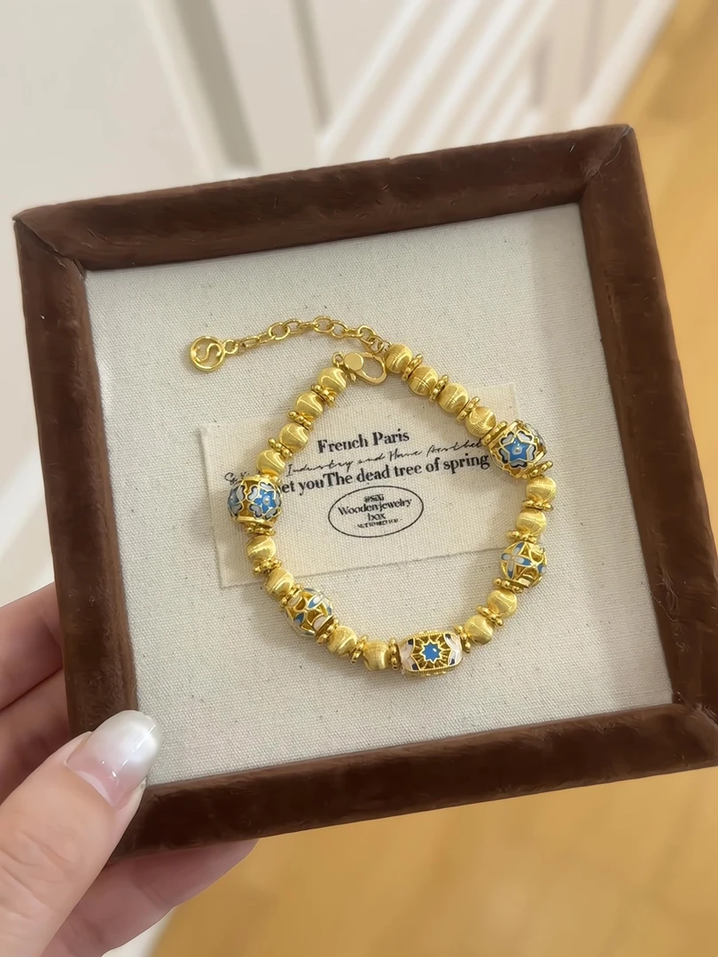 铜合金手链 青花瓷珐琅猫眼手链 S3802