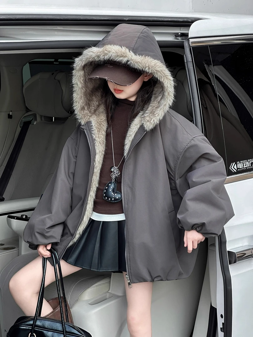 女童外套秋冬装2025新款洋气儿童装冬季加厚加绒大童女孩皮草上衣