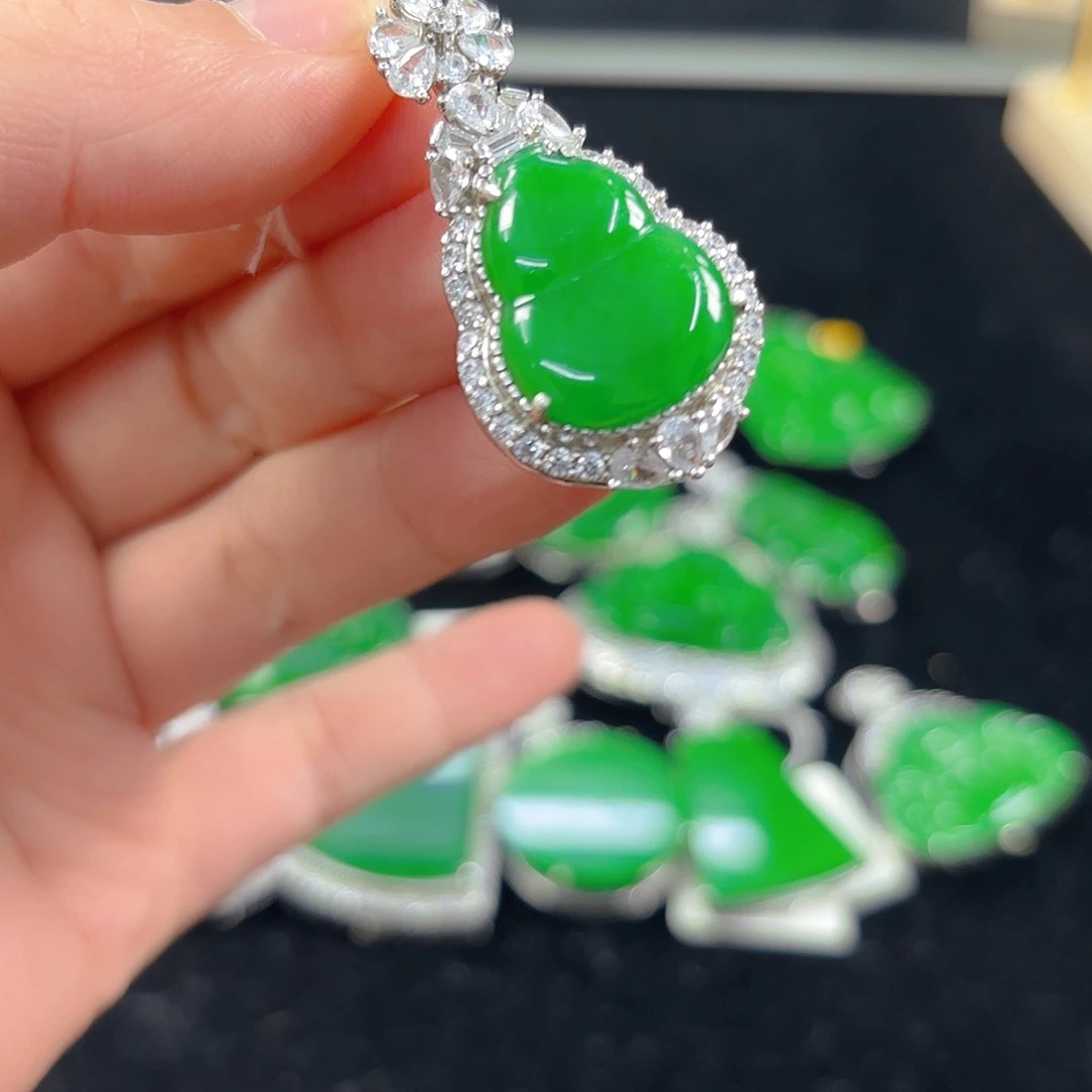 翡翠银S925镶嵌吊坠(不含链)