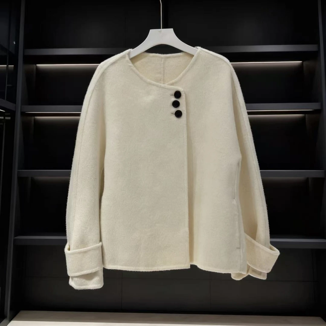 MK M胸130长58小众设计宽松慵懒三粒扣温柔穿搭毛呢外套上衣 4033