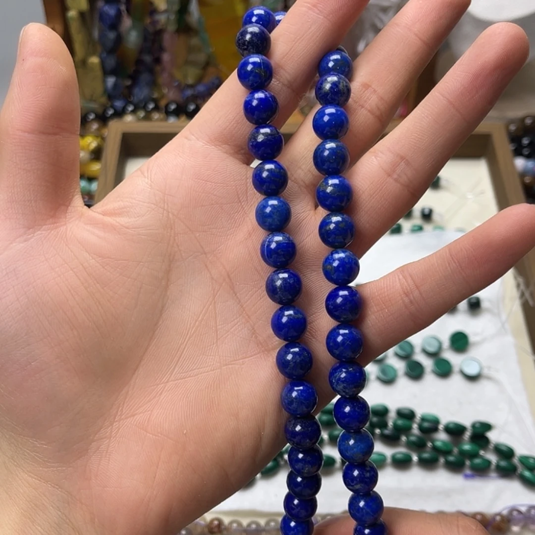 玛瑙/玉髓未镶嵌珠宝半成品卡10青金石圆珠一条