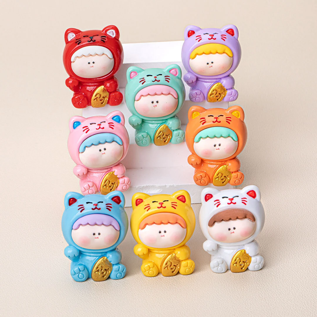 实色亮面坐姿招财猫新年莉莉丝diy饰品树脂配件钥匙挂件萌粒摆件