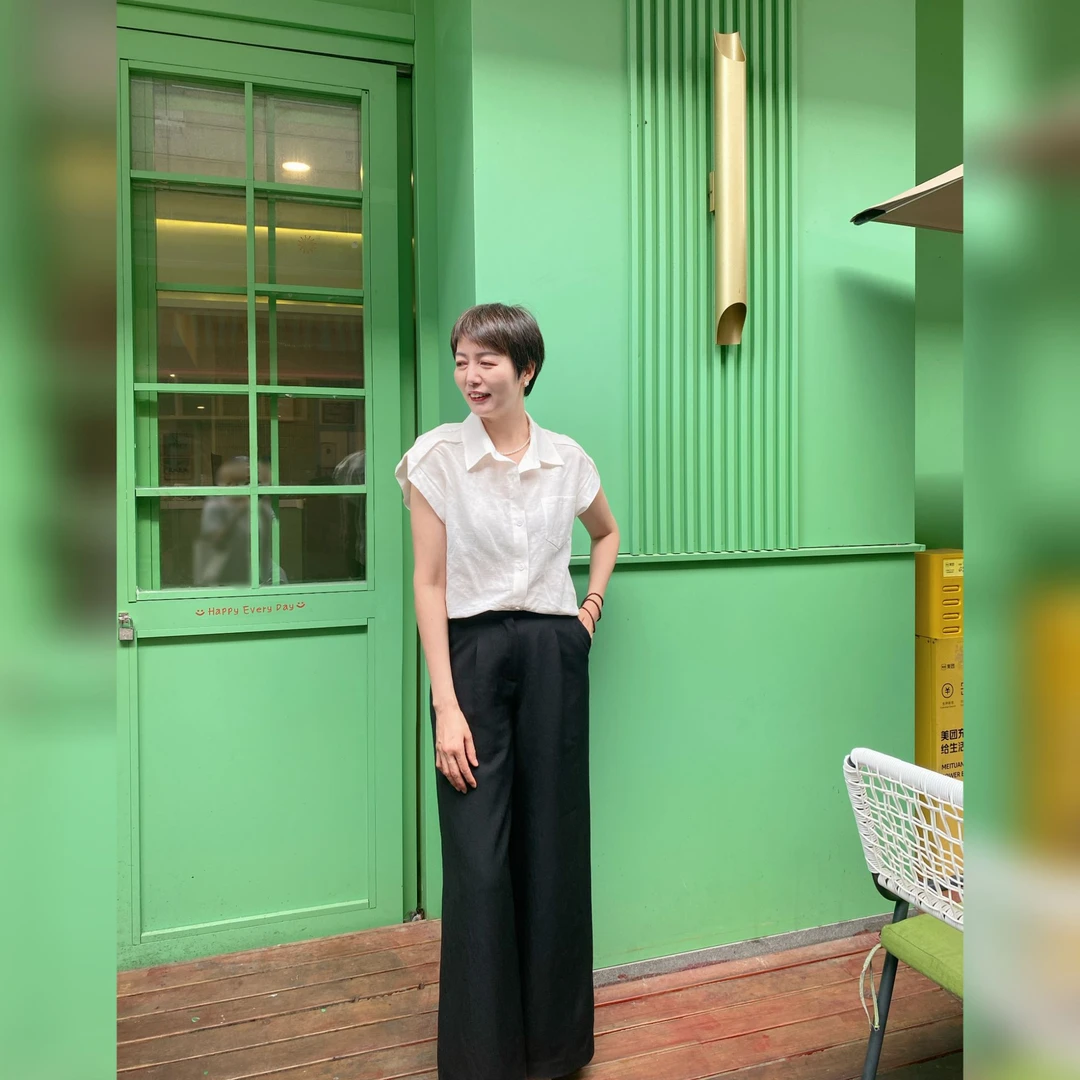 【YAN】法式时髦Polo领无袖亚麻衬衣上衣 # SLS04081-A3513