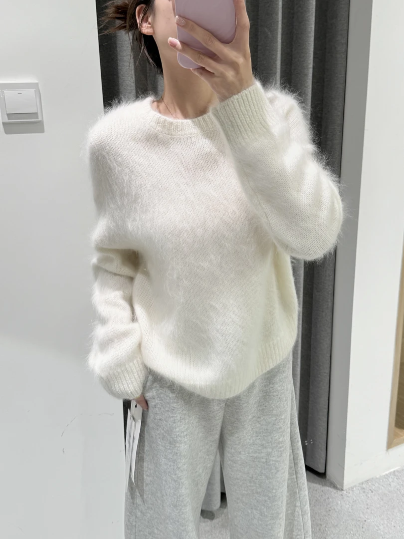 （时尚纯色）新款羊绒厚款长袖宽松圆领纯色洋气毛衣韩版902-615