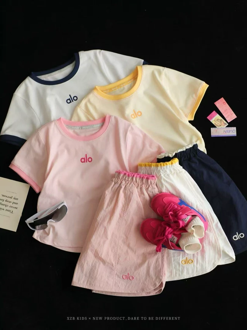 女童套装夏季短袖休闲百搭马卡龙色系时尚清凉款韩版