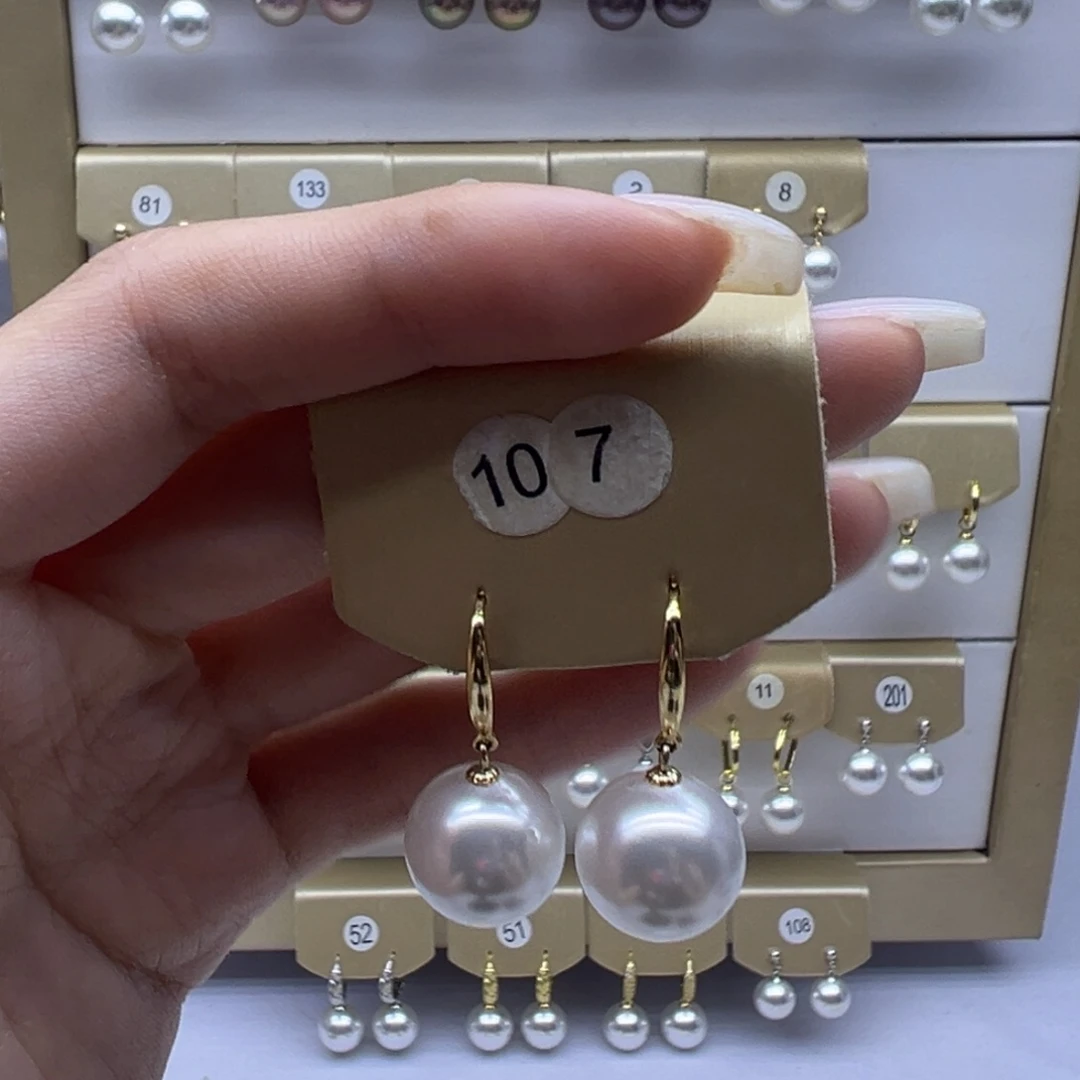 耳饰银S925镶嵌淡水珍珠