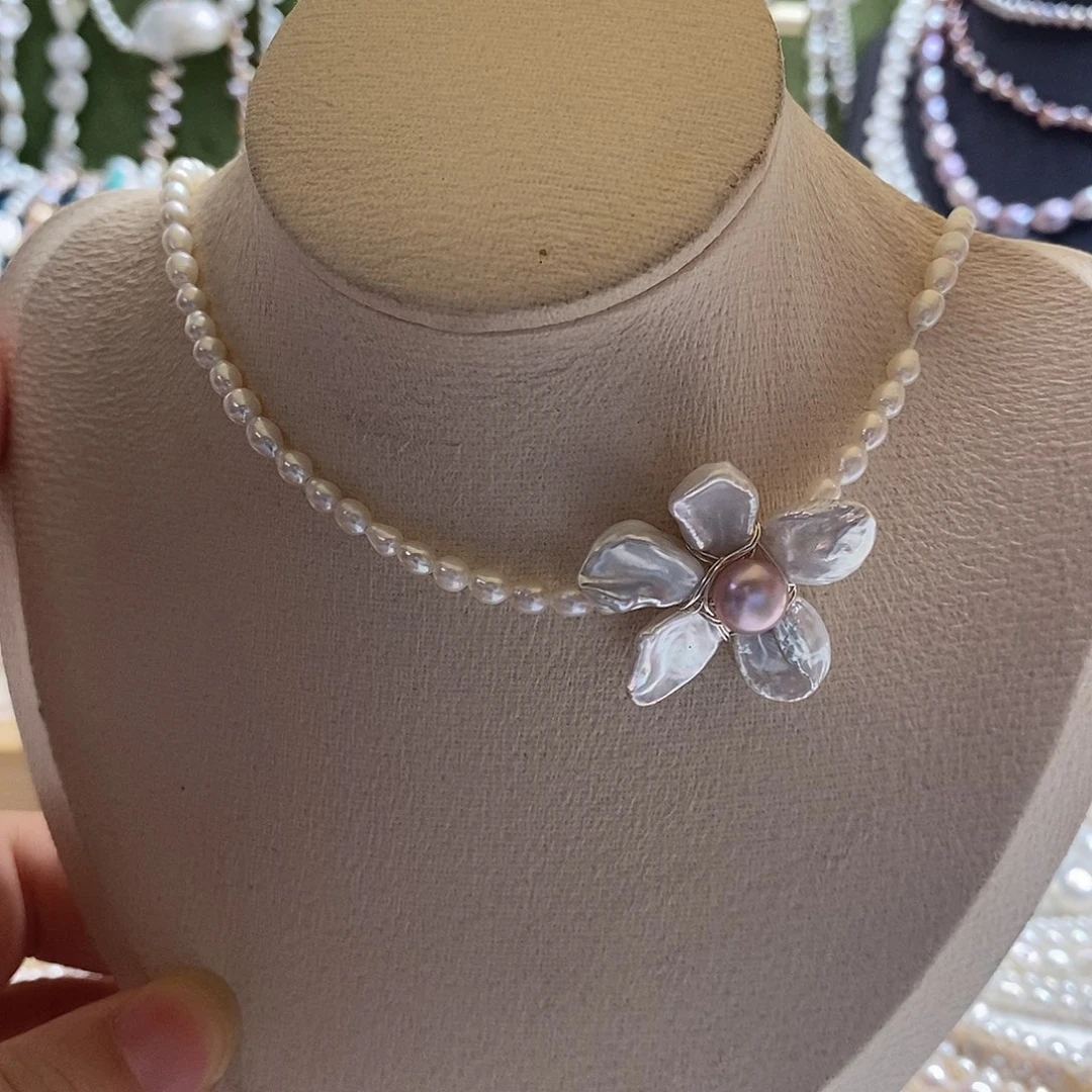 淡水珍珠合金颈饰