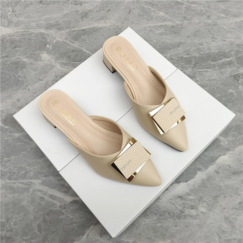 包头穆勒女半拖外穿2025新款秋季中跟晚晚风温柔风鞋子后空凉鞋女