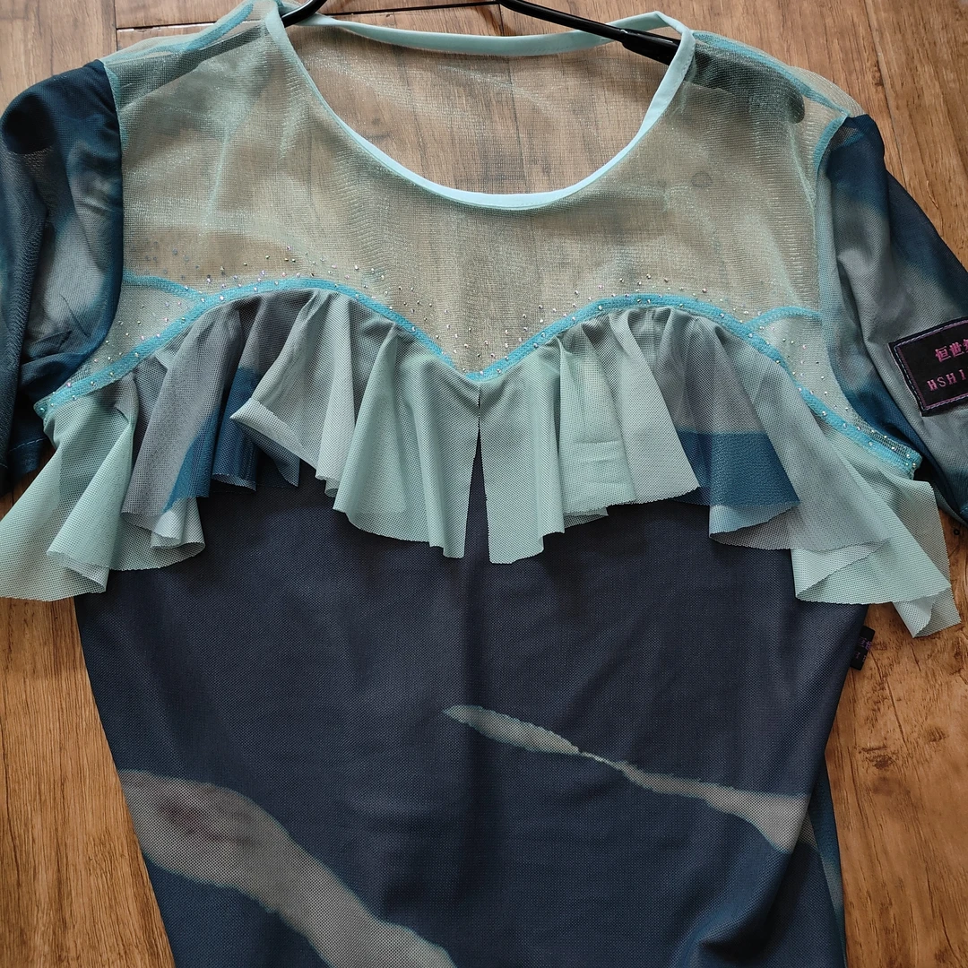 恒世舞服晕染短袖连体上衣