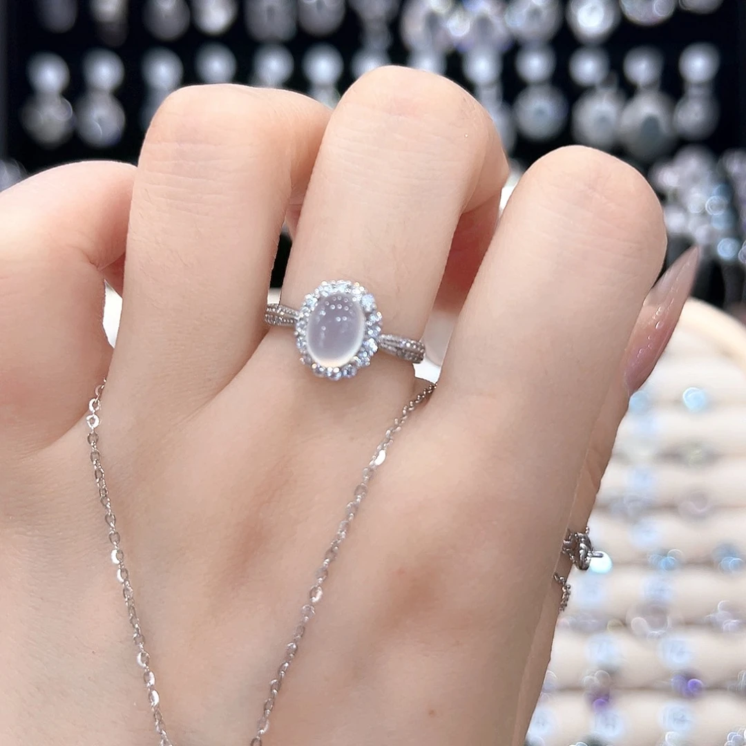 这***爱蛇纹石玉银S925镶嵌戒指