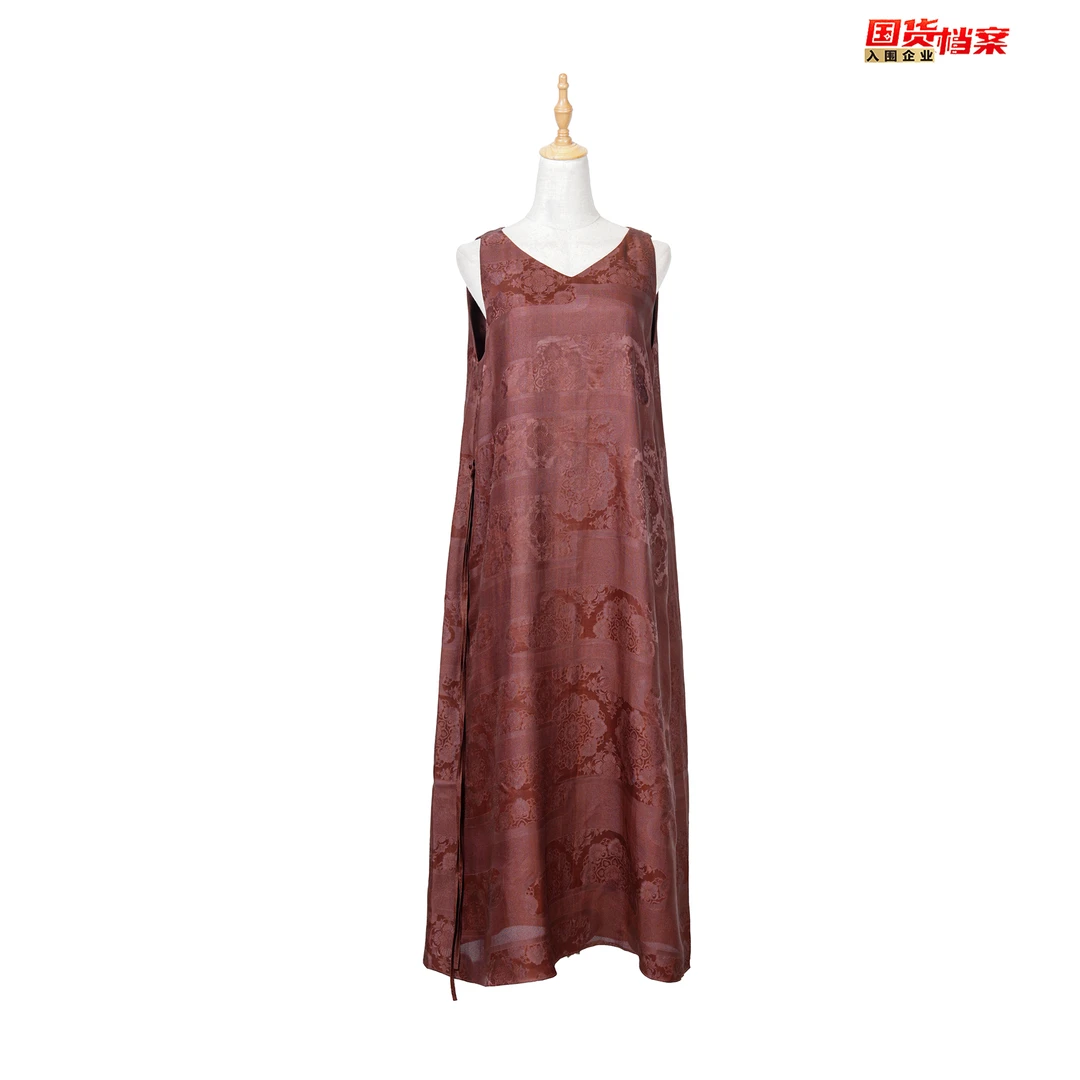 【万象有衣】花满洛城-高定原创设计师款香云纱花萝背心裙-8074