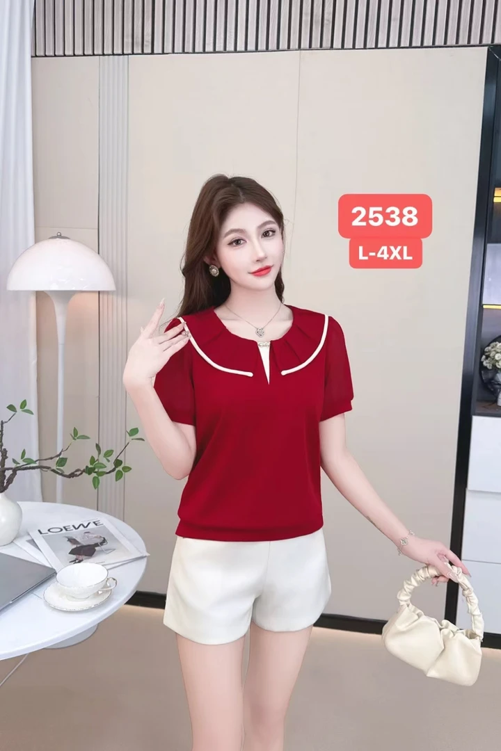 潮牌女装休闲拼接遮肚撞色设计感减龄女装时尚气质短袖T恤上衣