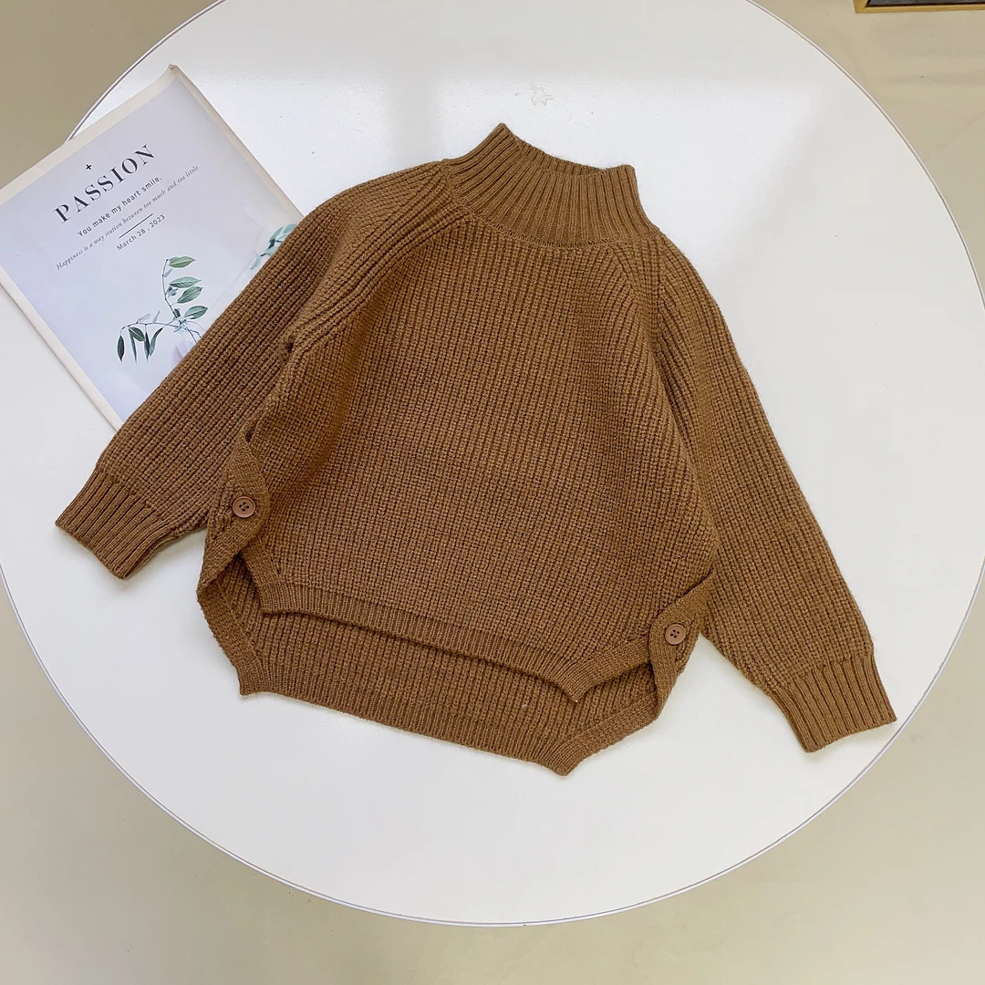 N6111儿童冬季时尚洋气侧边开叉百搭毛衣A2796