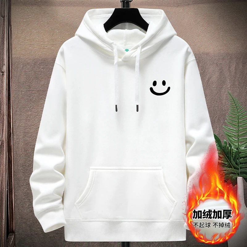 秋冬连帽加绒加厚男卫衣宽松保暖帽衫休闲潮外套百搭套头潮流上衣