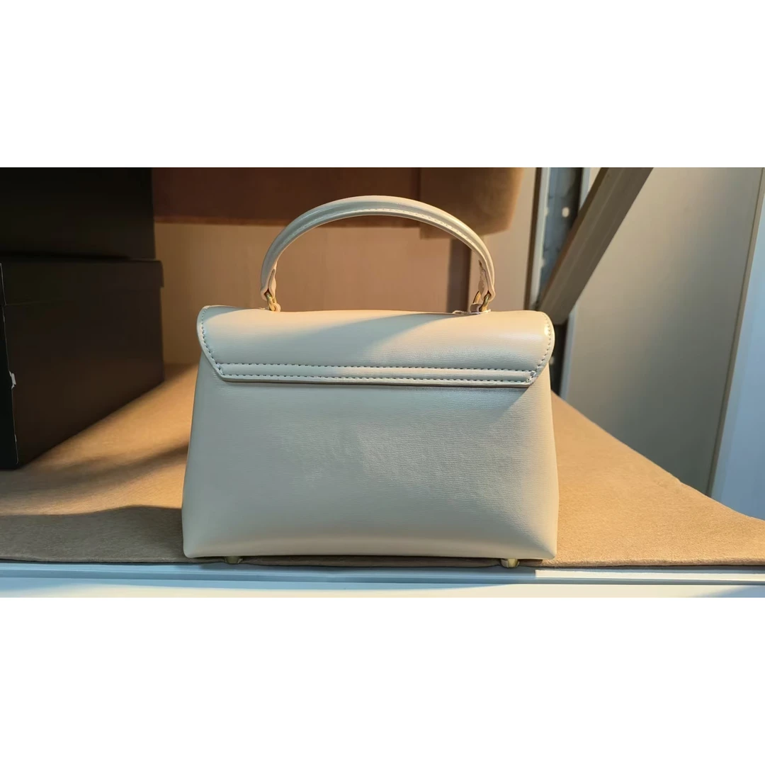TOLEX2025新款手工时尚手提百搭真皮女包梯型k奶茶色21cm