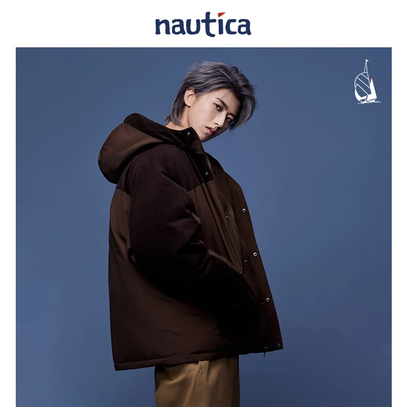 【蔡徐坤同款】nautica白帆 日系中性撞色logo双面穿羽绒服JW5401
