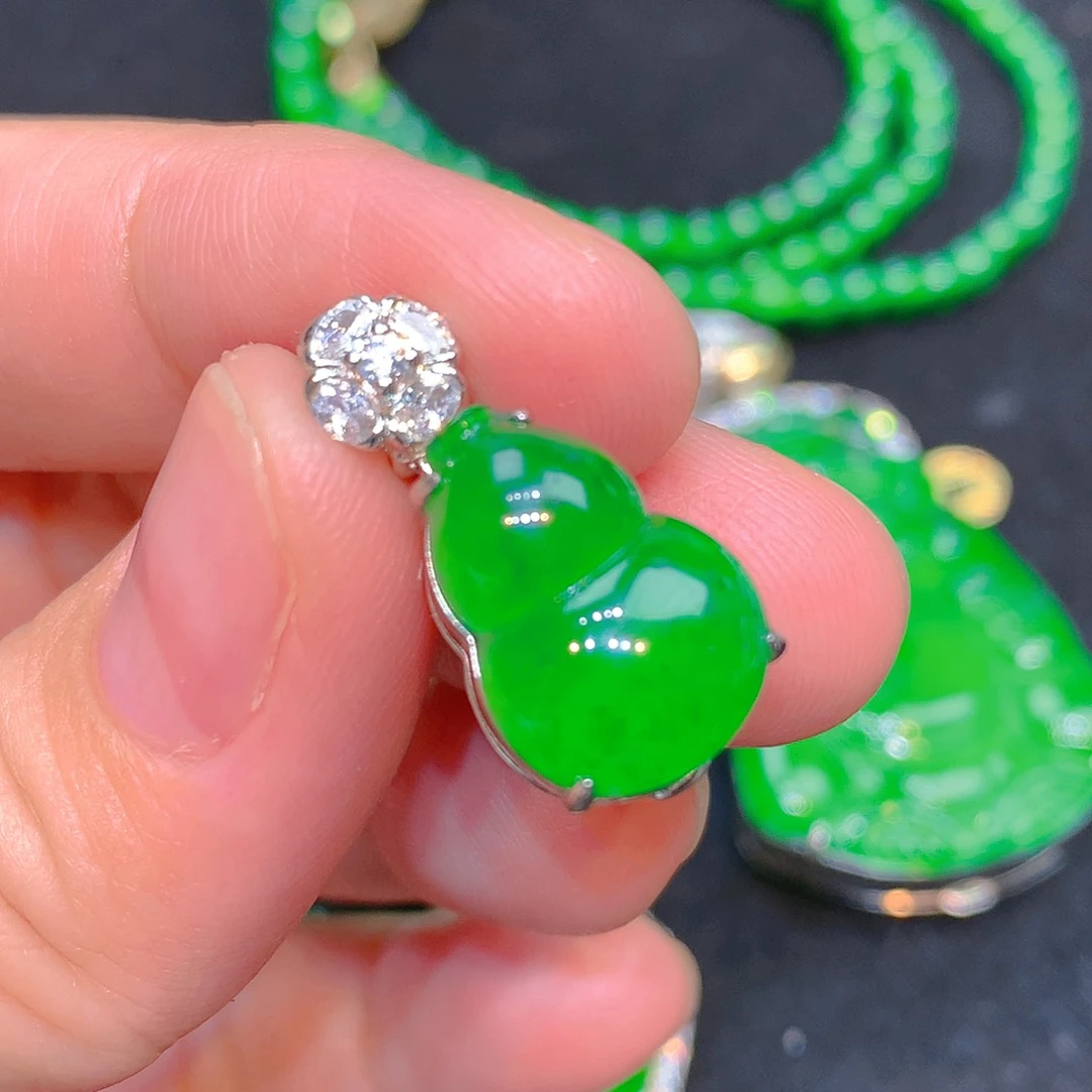 吊坠(不含链)银S925镶嵌翡翠翡翠