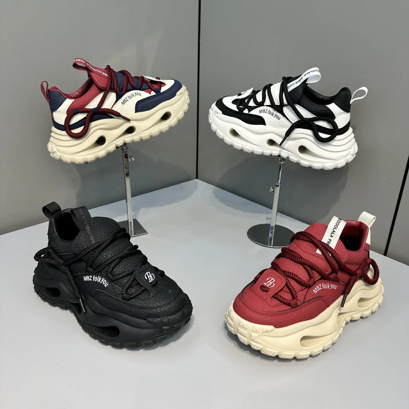 潮牌男士秋冬新款老爹鞋小众原创设计厚底时尚休闲潮鞋单棉同款